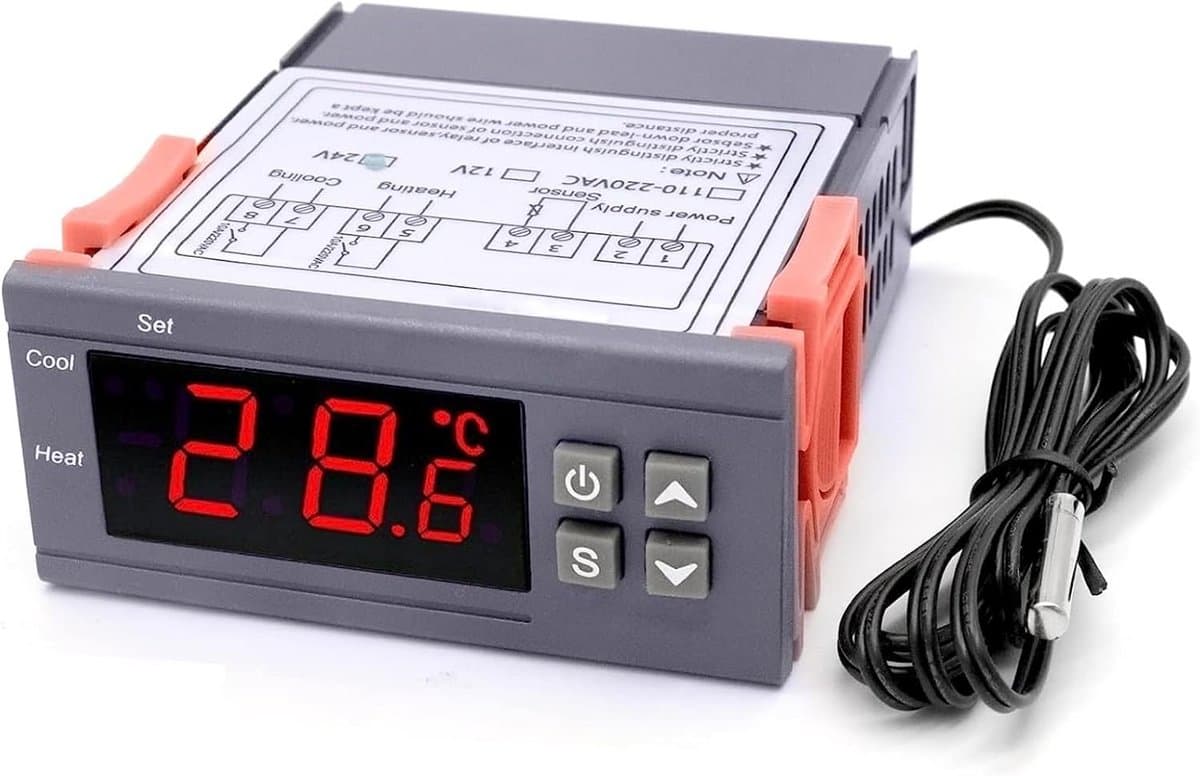 Digitale Temperatuurregelaar Thermostaat met Verwarming en Koeling - 24V 10A — afbeelding 1