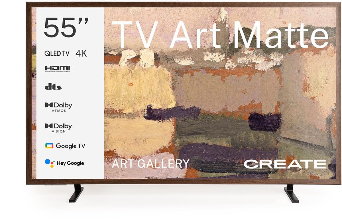 CREATE - QLED 4K 55" Smart TV met antireflectiescherm en kunstgalerij, Donker hout- TV ART MATTE — afbeelding 1
