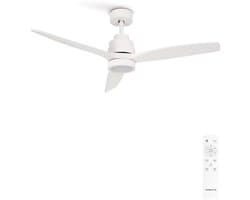 Plafondventilator met afstandsbediening, wit licht, 40 W, stil, Ø 112 cm, 6 snelheden, timer en zomer-winterfunctie