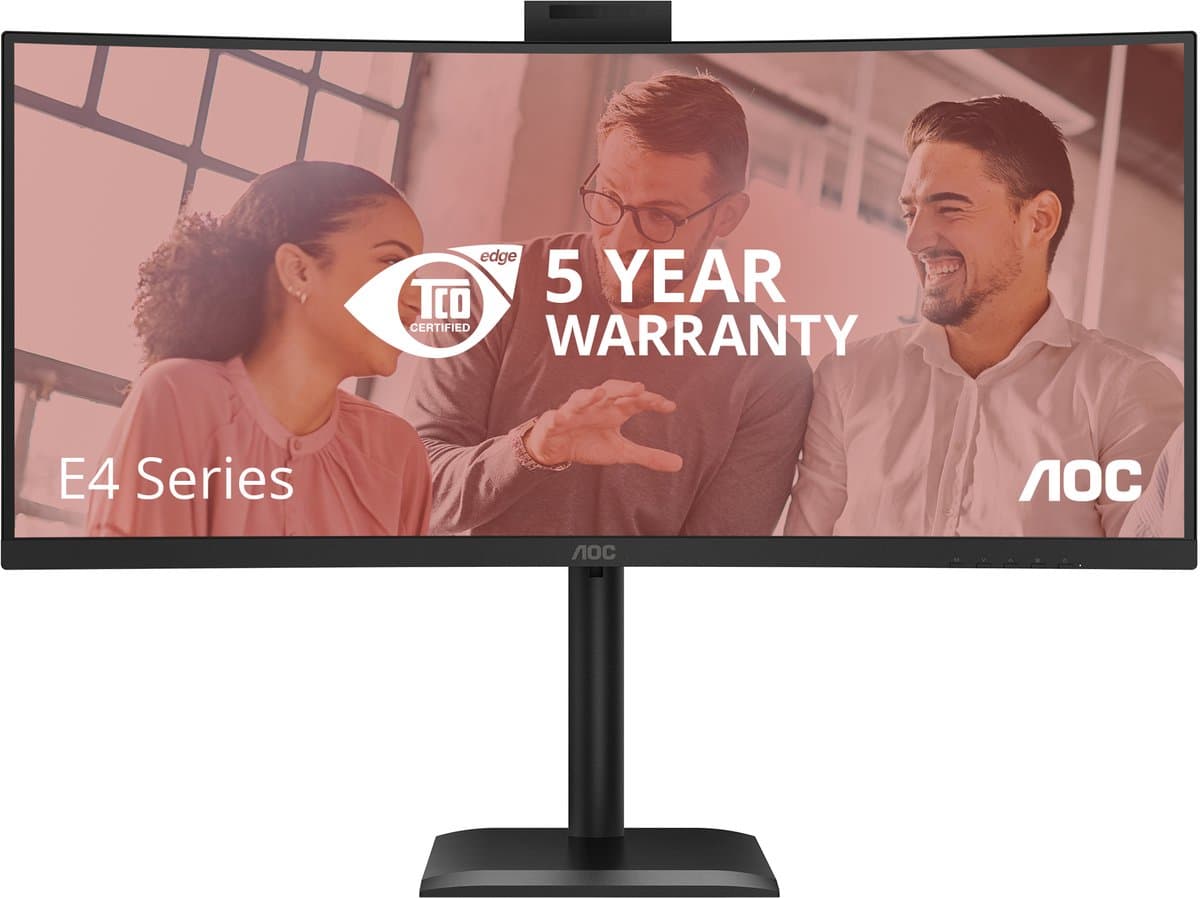 AOC CU34E4CW - QHD Ultrawide Monitor - Webcam - 5 Jaar garantie - 34 inch — afbeelding 1