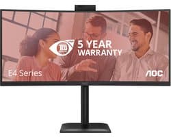 AOC CU34E4CW - QHD Ultrawide Monitor - Webcam - 5 Jaar garantie - 34 inch