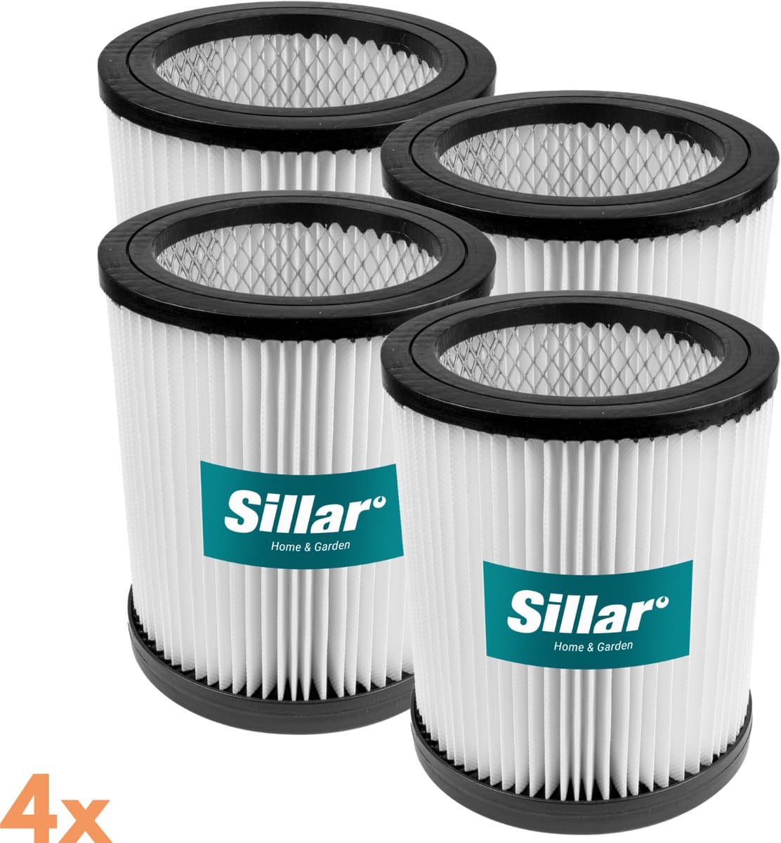 Sillar, set 4 stofzuigerfilters, wasbaar, van stof, anti-allergeen, geschikt voor Parkside PWD 12, 20, 25, 30, 35, PNTS 1400 H4, STIHL SE 33, vervanging voor filters 91096424, SE017035900, 15,6 x 14 x 9,9 cm — afbeelding 1
