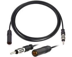 Autoradio antennekabel FM/AM met DIN-plug – coaxiale verlengkabel voor auto – 75 Ohm – Zwart