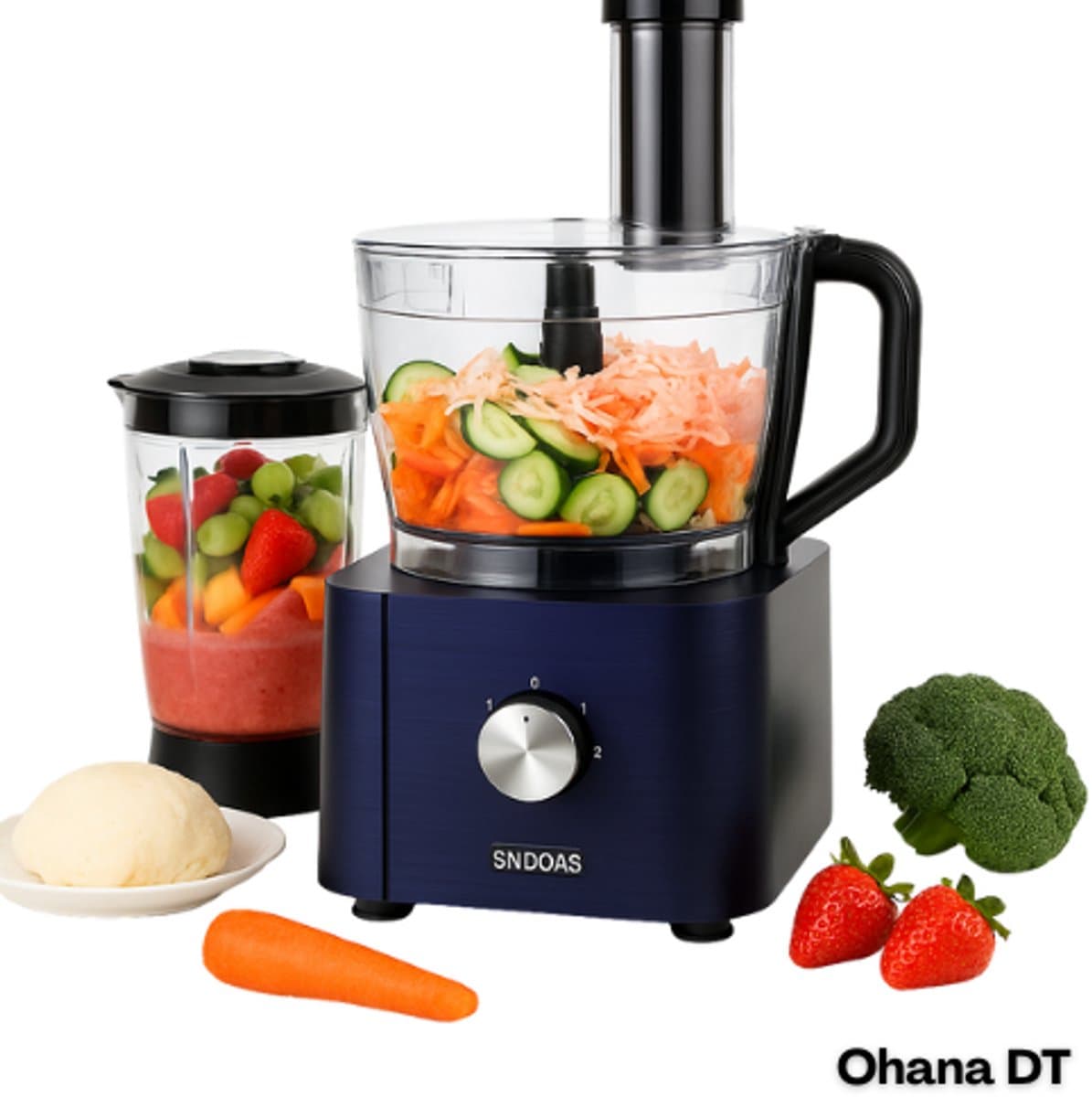 Ohana DT - Keukenmachine - Foodprocessor - Blender - 1100W - 11 in 1 Multifunctioneel - 3.2 Liter - RVS - Donkerblauw — afbeelding 1