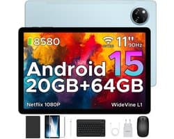 DOOGEE TAB A9+ VIP - Tablet - 20GB RAM +64GB ROM /2TB TF - 11 Inth + 90Hz IPS - Android 15 - 8580 mAh - Unisoc T7200 - 5Gz WiFi - Dubbele luidsprekers - Muis/toetsenbord/hoesje/geharde film - Blauw