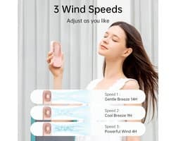 Mini Draagbare Ventilator - USB Oplaadbare Wimperventilator met 3 Snelheden - Ideaal voor Kantoor, Reizen en Make-up
