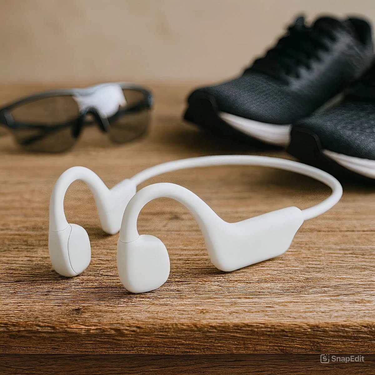 Dutch Wanted RunS22 - Koptelefoon - Hardloop oordopjes - Draadloze oordopjes - Sporthoofdtelefoon - Wireless oordopjes - Sport oortjes - Noise cancelling - Wit — afbeelding 1