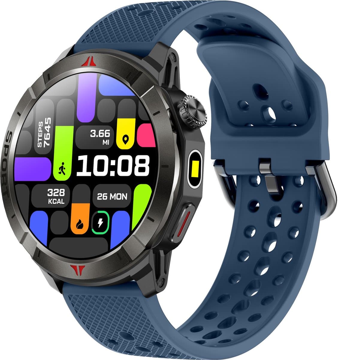 Knobbout Outdoor GPS Smartwatch – 1.43” AMOLED Scherm (466×466) – Bluetooth Bellen – Always-On Display (AOD)-Dubbele Frequentie + 6-Satelliet Locatie – Kompas, Hoogtemeter, Barometer – 100+ Sportmodi – IP68 Waterdicht – 10 Dagen Batterijduur- Blauw — afbeelding 1