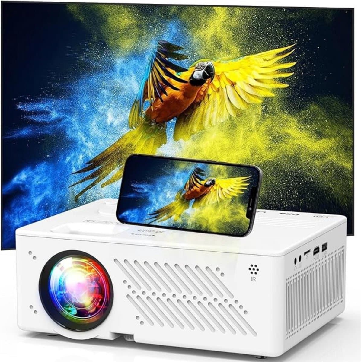 SCH® Draagbare beamer - Beamer - Projector - Mini Beamer - Wit - 26cm x 25cm x 12cm — afbeelding 1