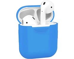 Hoesje - Geschikt voor Apple Airpods 2 - Siliconen Hoes met Clip - Silicone Case Cover - Blauw
