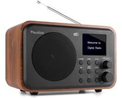 DAB radio met Bluetooth - Audizio Milan - DAB radio retro met accu en FM radio - Hout