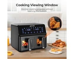 Heteluchtfriteuse, 1700 W, 8 liter, dubbele mand, touchscreen, 360° technologie, snel en gezond