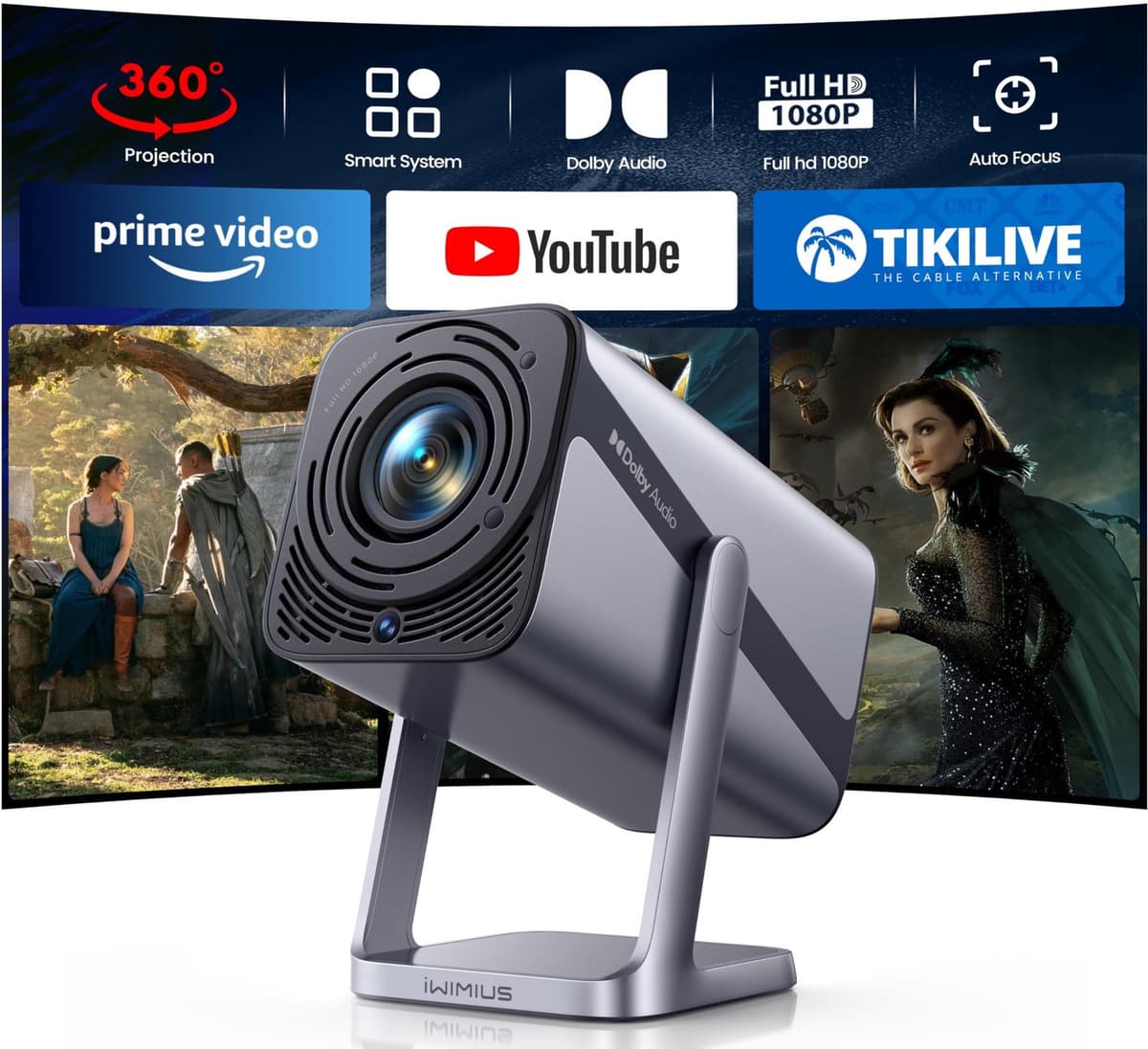 Mini Beamer 600 ANSI Lumen - Full HD 1080P Resolutie - Bluetooth En HDMI Aansluiting - Draagbaar - Voor Thuisbioscoop En Presentaties — afbeelding 1