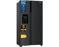 Heinner HSBS-HM513NFIMDXE++ Amerikaanse Side-by-Side Koelkast – 513 L – No Frost – Water- en ijsdispenser – ECO-functie – Inox Antraciet – 5 Jaar Garantie