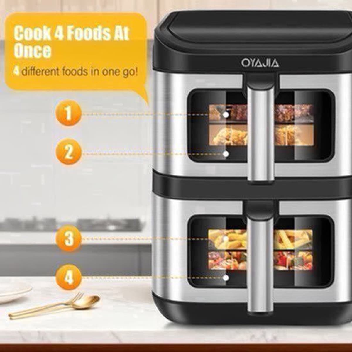 Heteluchtfriteuse – Airfryer – Friteuse – Luchtfriteuse – Digitale Oven – 11 Liter Capaciteit – Dubbele Mand met Cook & Sync Systeem — afbeelding 1