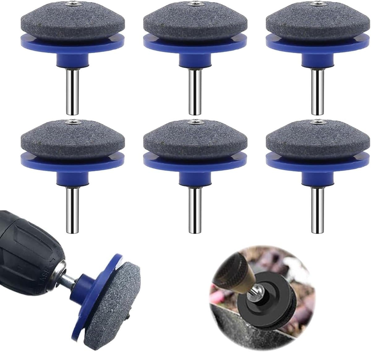 SnelShoppen - Set van 6 Grasmaaier Mes Slijpers, Universele Premium Mes Slijper voor Elektrische Boormachines en Tuingereedschap, Dubbel Corundum, Rob — afbeelding 1