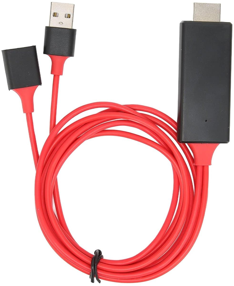 SnelShoppen - HDTV Kabeladapter 1080p HD Multimedia Interface voor TV, Monitor en Projector - Rood - Ideaal voor Films, Gaming en Presentaties — afbeelding 1