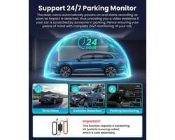 SnelShoppen - Dashcam Auto 2K + 1080p Met 360 Graden Bescherming, Ultranachtzicht, 5 GHz Wifi App-besturing, GPS, WDR, G-sensor, Loop-opname, Max. 256