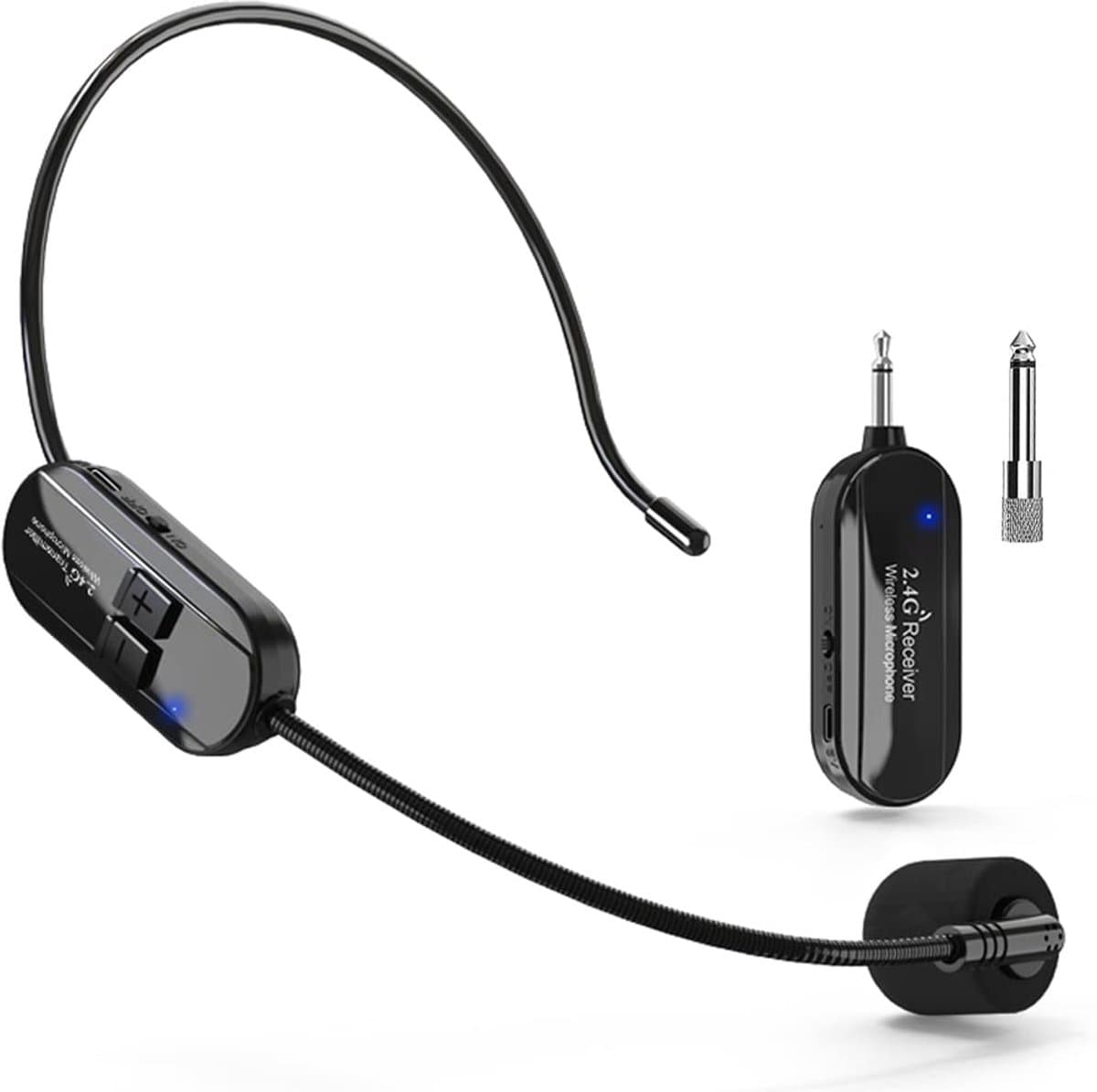 SnelShoppen - Draadloze Microfoon Headset 2,4 G met 50 m Bereik, Oplaadbare Hoofdbeugel Microfoon voor Luidspreker, Reisleider, Fitness en Dansleraar — afbeelding 1