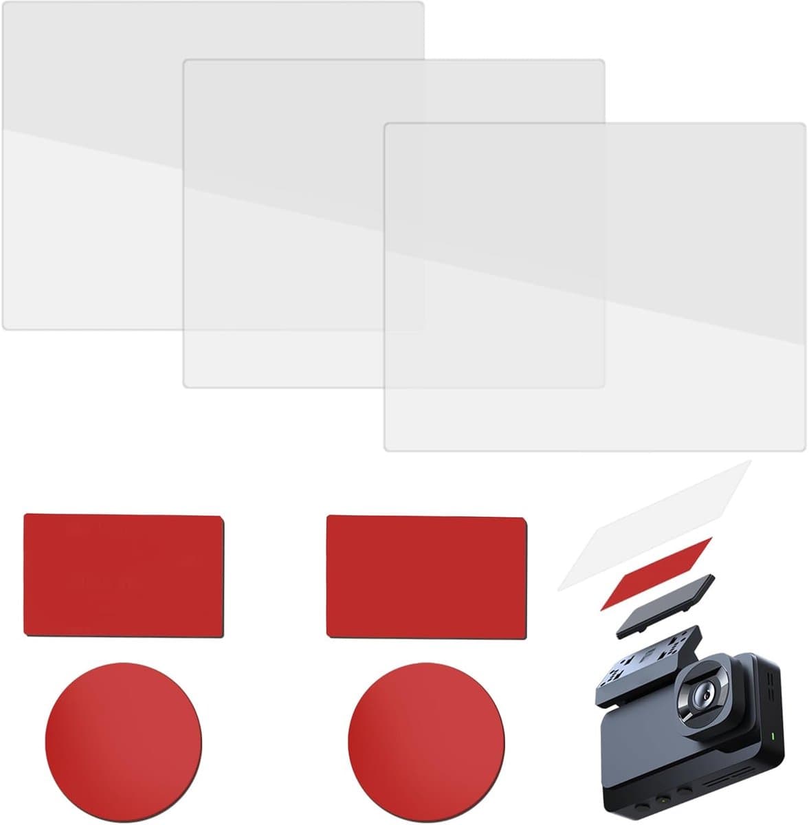 Thijox - Elektrostatische Folie en Dubbelzijdige Sticker voor Dashcam Accessoires - Veiligheid en Bescherming voor Voorruit - Compatibel met Alle Dash — afbeelding 1