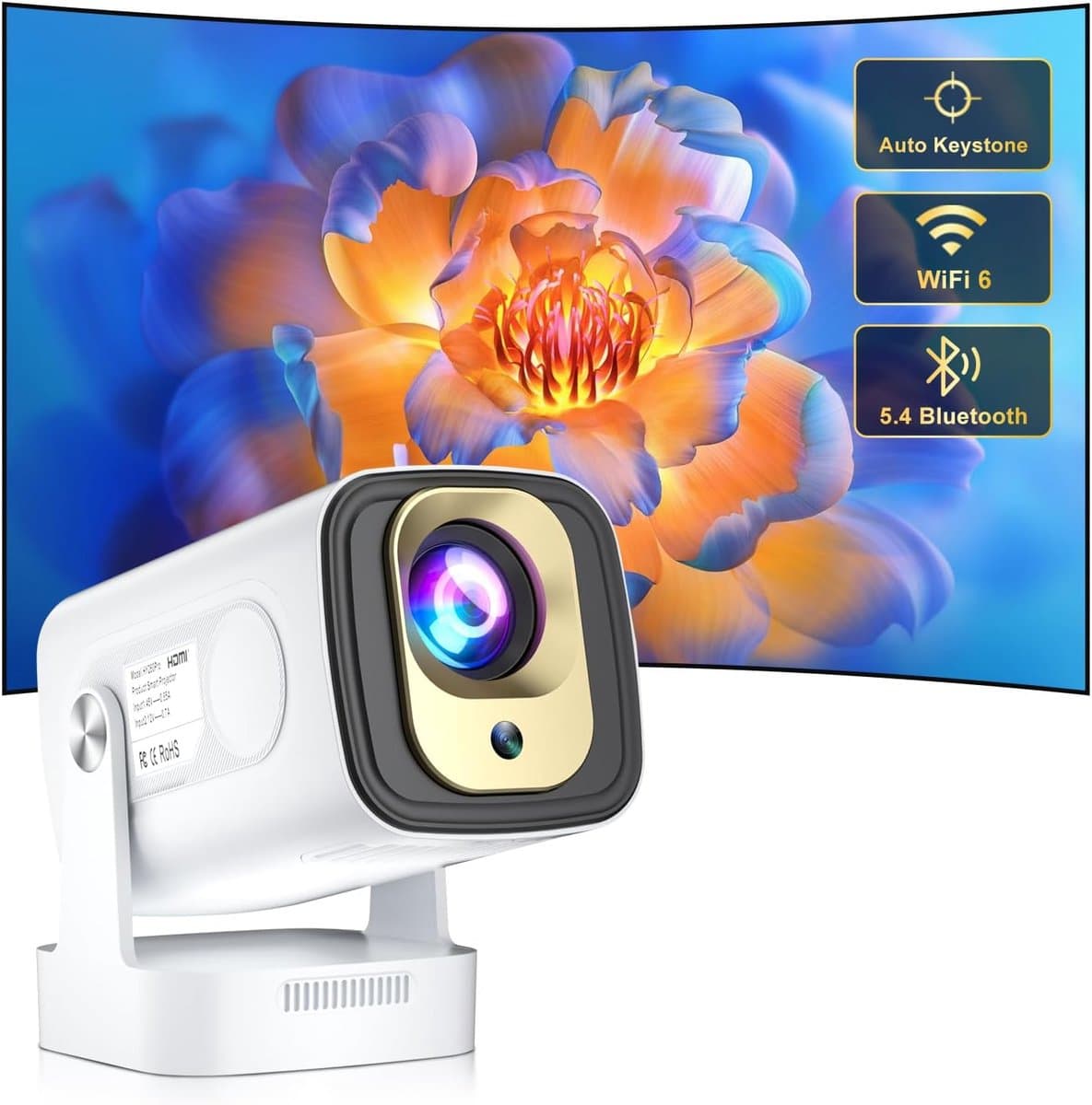 SnelShoppen - Mini Beamer Salange - Draagbare 8K Autofocus Projector met WIFI 6, Bluetooth 5.4, Auto Trapeziumcorrectie, 4K-ondersteuning, Smart Beame — afbeelding 1