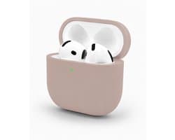 Enluxe Case geschikt voor Airpods 4 - Zand Kleur Sand Pink - Premium Siliconen Hoesje, Valbescherming & Spatwaterdicht, Draadloos Opladen Compatibel
