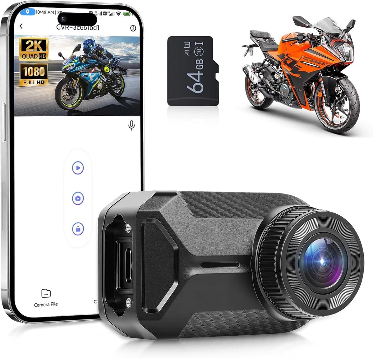 Mini-dashcam motorfiets 1080p HD - waterdicht - 110° groothoek - verbinding met mobiele app - ShopVlot — afbeelding 1