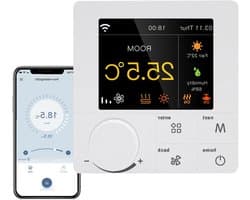 Slimme Thermostaat - Wifi Regelaar - Energie Besparen - Spraakbesturing Compatibel - 8.6 cm - Zwart
