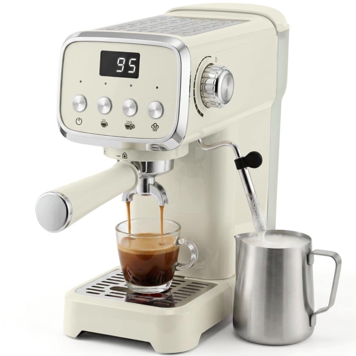 Espressomachine met portafilter (20 bar) met melkschuimer en afneembaar waterreservoir van 1,2 liter voor espresso. — afbeelding 1