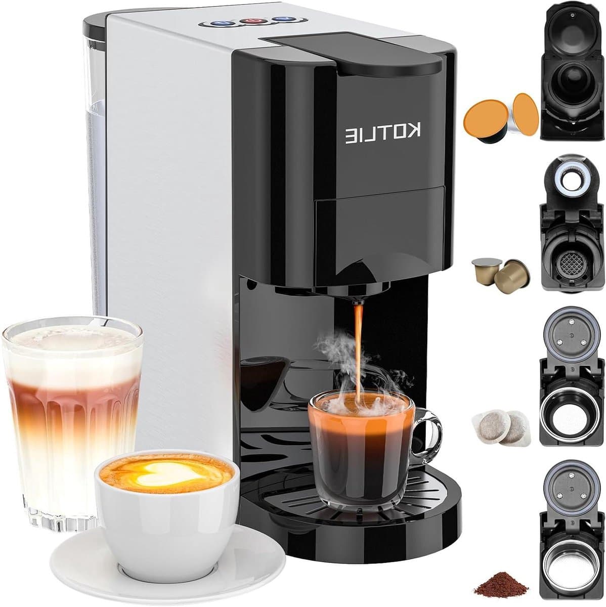 Capsule Koffiezetapparaat - Eenkopsmachine Espresso - Thuis Koffie Maken - 4-in-1 Compatibel - 800ml Tank - Zwart — afbeelding 1