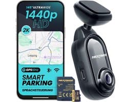 SnelShoppen - Compacte QHD Dashcam Auto 2K met 32GB SD-kaart | Parkeerbewaking, Loop-opname en App-bediening | 1440p Resolutie