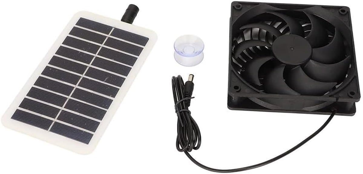 Zonne-ventilator - Afzuigventilator - Ventilatie - Op Zonne-energie - 12cm ventilator - Zwart — afbeelding 1