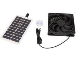 Zonne-ventilator - Afzuigventilator - Ventilatie - Op Zonne-energie - 12cm ventilator - Zwart