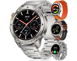 Synyq GPS Pro - GPS Smartwatch Heren - 4 Bandjes - 51mm - AMOLED Scherm - 5ATM Waterdicht - Belfunctie - 170+ Sportmodi - Stappenteller - Hartslag, Slaapmeter, SpO2 - Smartwatch Heren - Horloge Heren - Sport Horloge - IOS & Android
