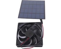 Zonnepaneel Ventilator - Draagbare Ventilator Solar - Buiten Ventileren - Laag Geluidsniveau - 5W - Zwart
