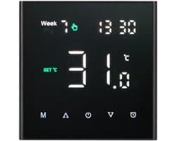 Slimme thermostaat - Wifi verwarming - Comfort regelen - Programmeerbaar schema - 8.6 x 8.6 cm - Zwart