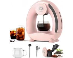 i Cafilas Mini Q Americano Koffiezetapparaat voor gemalen koffie, 2-in-1 koffiezetapparaat, Mini One Cup koffiebrouwer/theemaker met koffiefilter, elektrisch koffiezetapparaat mini, 120-240 ml, roze