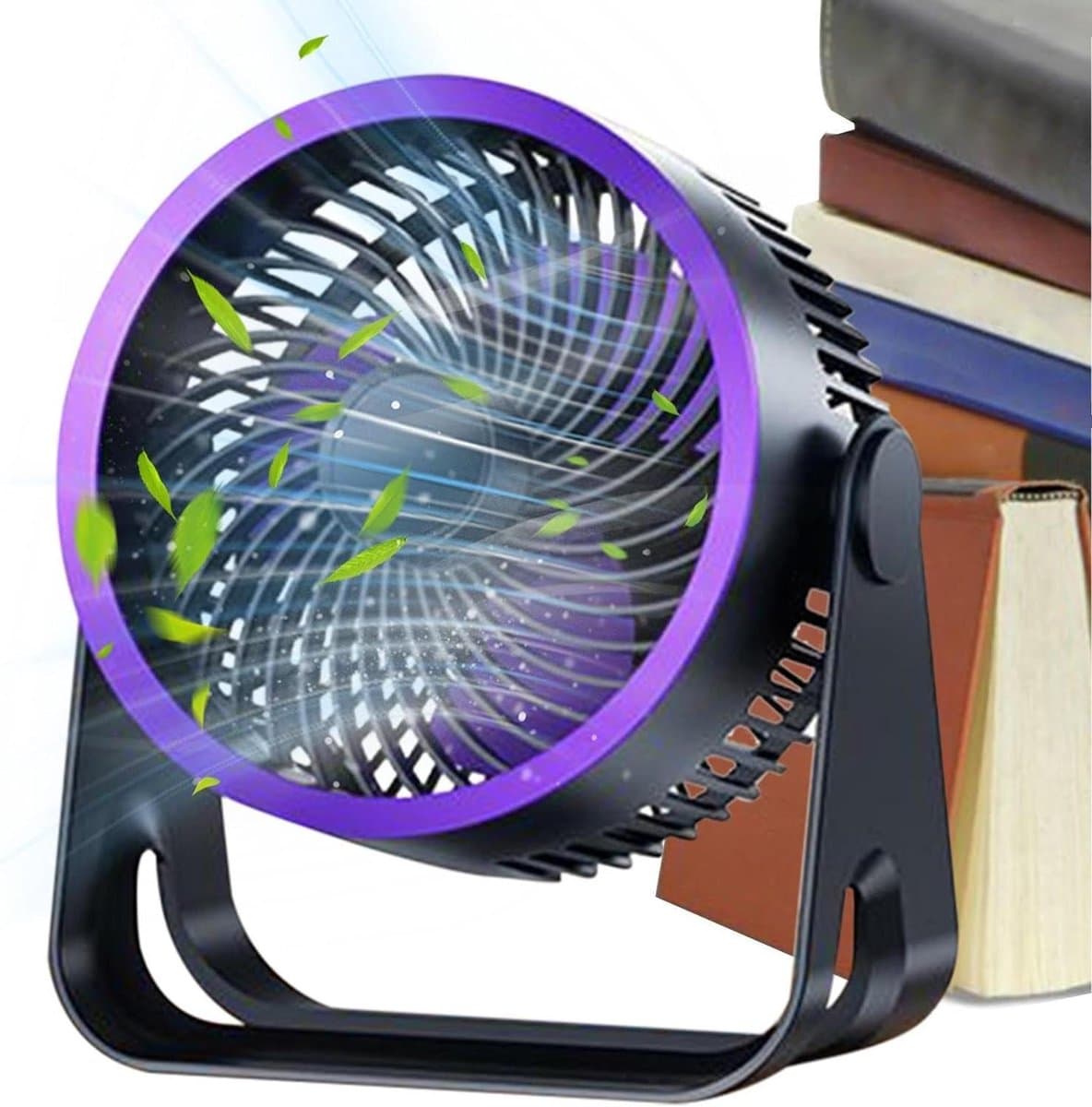 Tafelventilator - Oplaadbare ventilator - Persoonlijke koeling - 360 graden draaibaar - 19.5 cm hoog - Paars — afbeelding 1