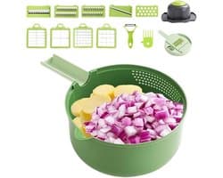 Groentehakker Snijder - Keuken Snijder - Maaltijden Bereiden - 16-in-1 Systeem - 20x20x13 cm - Grijs