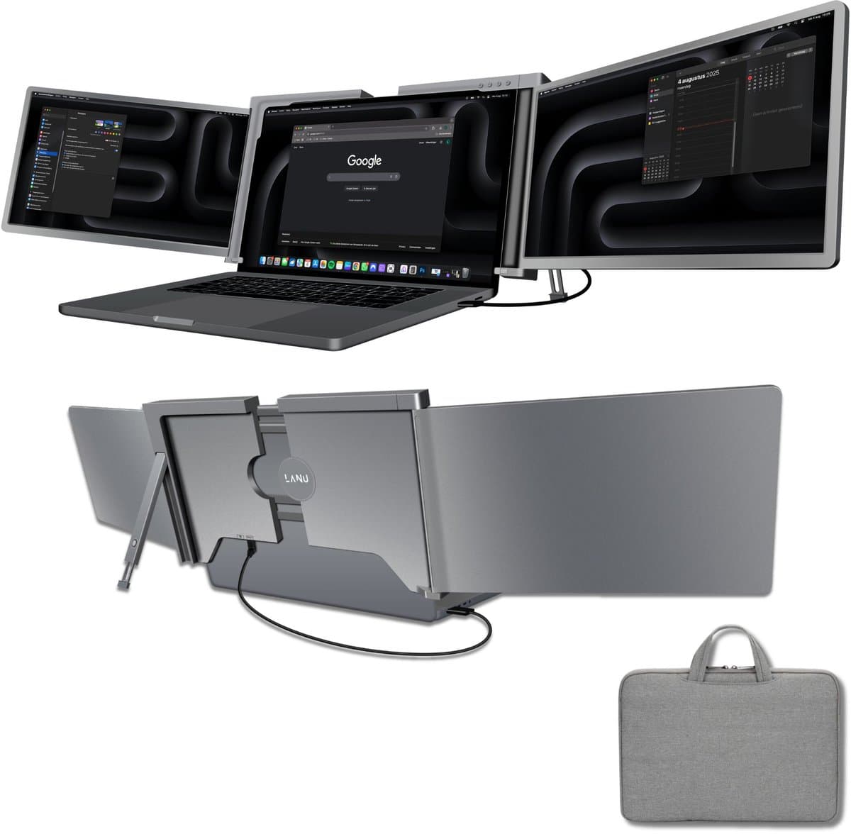 Triple Portable Monitor Expert 14" OneCable - IPS - Extra scherm laptop - Tri screen monitor - Inclusief draagtas — afbeelding 1