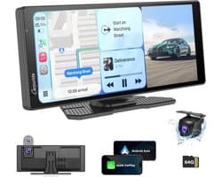Carpuride W904 10,26" CarPlay-scherm met dashcam, 4K-camera aan de voorkant en 1080p-camera aan de achterkant, lusopname, Bluetooth, Siri/Google