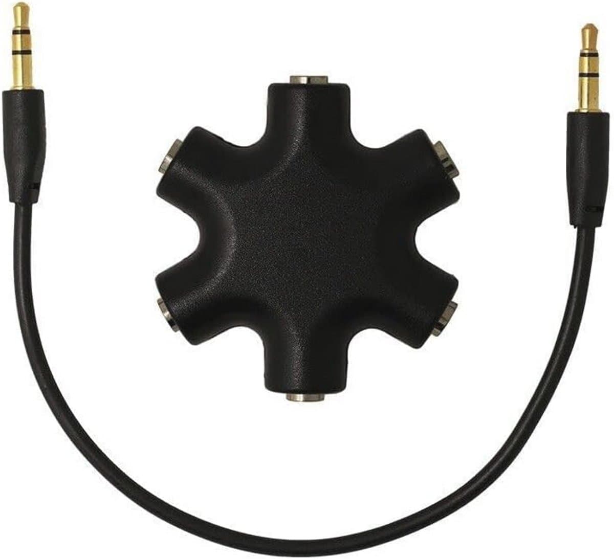5-Way Audio Splitter 3.5mm Jack - Hoofdtelefoon Verdeelstuk voor Smartphone, Laptop en PC — afbeelding 1