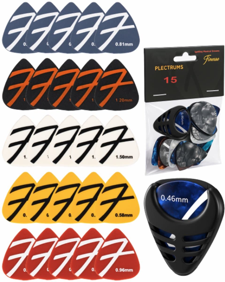 Finesse Nylon Plectrum voor Gitaar - 30 Stuks - met Plectrum Houder - Plectrums - Guitar Pick — afbeelding 1