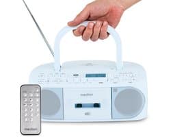 MEDION DRX-1 Plus Boombox (draagbare DAB+ & FM-radio, Bluetooth, cd-speler, MP3, cassette, hoofdtelefoonaansluiting, stereo, AUX, netstroom & batterijen) blauw