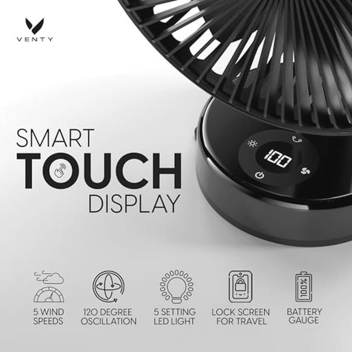 Draagbare Clipventilator - Oplaadbare 10 Uur Batterij - 360° Rotatie en 90° Kantelbaar - Voor Kinderwagen, Bureau of Nachtkastje - Met Aromatherapie en LED-Lamp — afbeelding 1