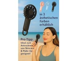 Mini USB-ventilator met karabijnhaak - oplaadbaar en draagbaar met 3 snelheden voor binnen en buiten