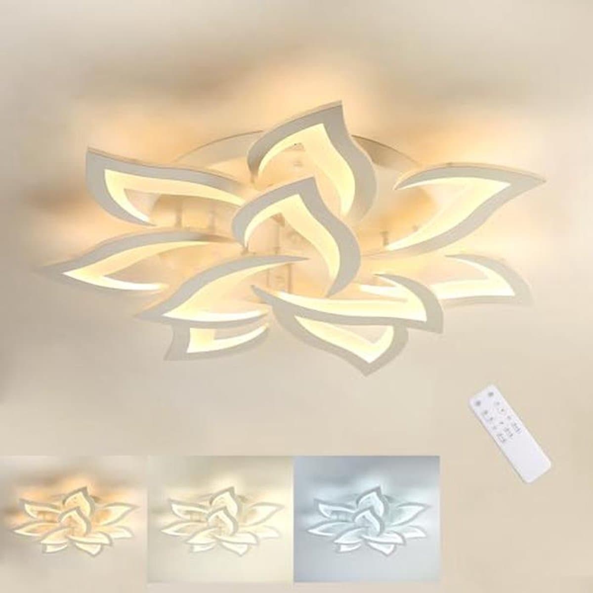 Dimbare LED Plafondlamp met Afstandsbediening - Creatief Bloemblad Ontwerp voor Woonkamer, Slaapkamer en Hal — afbeelding 1