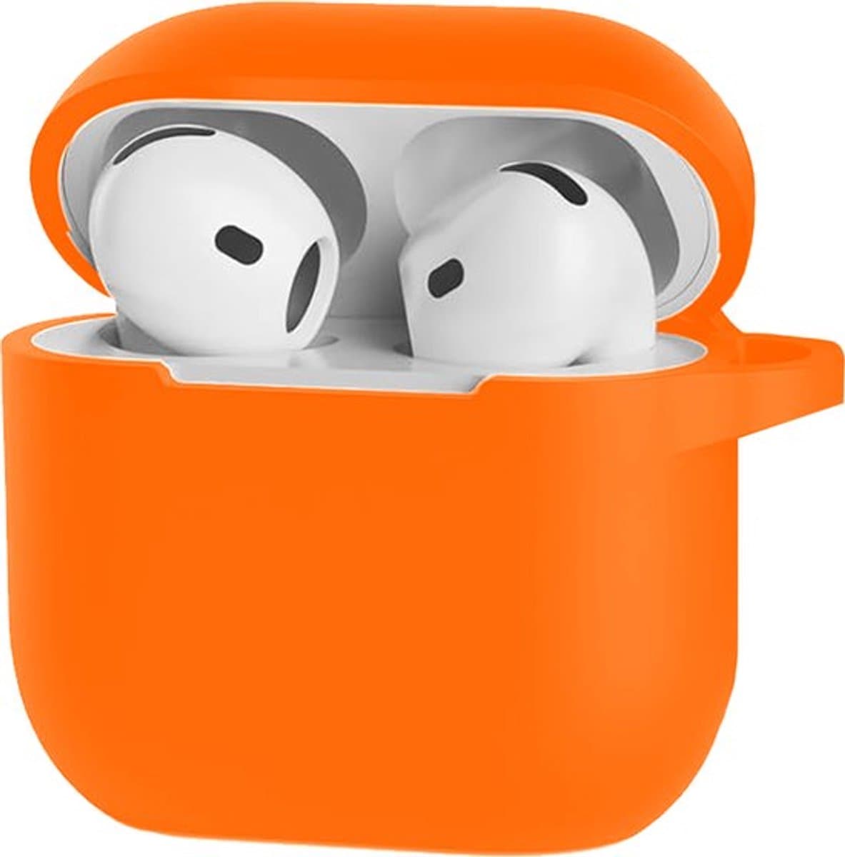 Jumada's Case Geschikt voor AirPods 4 Hoesje Hoes Siliconen Met Clip Cover - Hoesje Geschikt voor Apple AirPods 4 Hoes Siliconen - Oranje — afbeelding 1