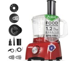 TurboTronic TT-FP800 Food Processor - 800W - 1.2 L - Rood