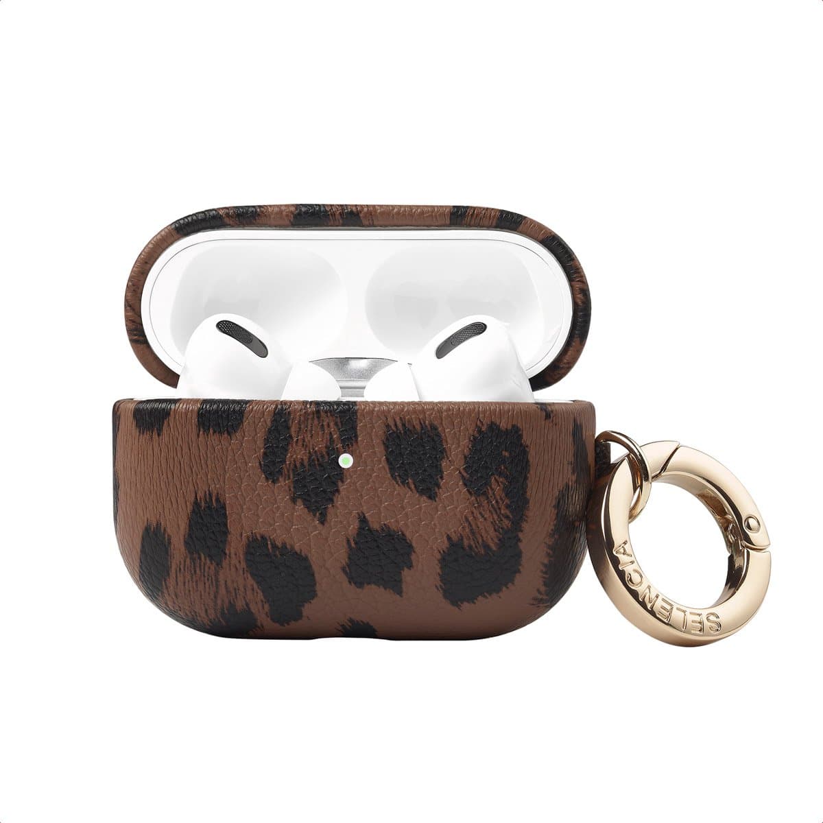 Selencia Sabi Case met panterprint - Hoesje geschikt voor AirPods Pro / Pro 2 / Pro 2 (2022) - Mocha Brown — afbeelding 1